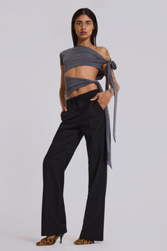 Black Stacked Bootcut Suit Pants - W26 / Black