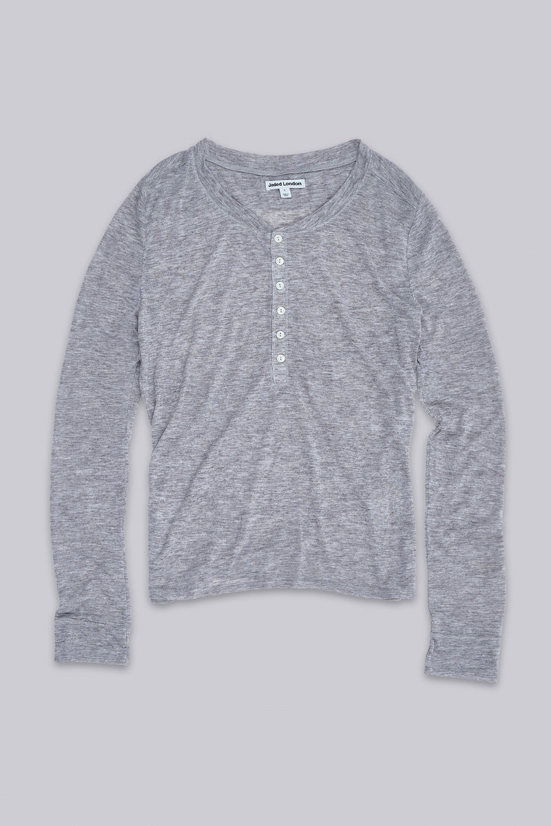 Grey Marl Haze Henley Top