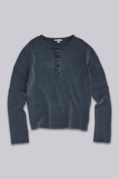 Charcoal Waffle Henley Top – view 1