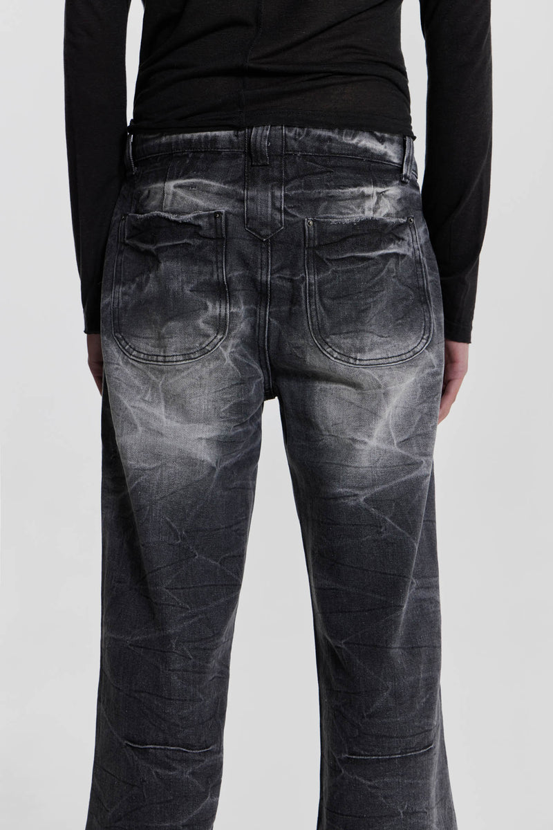 Black Crease Blaze Flared Jeans