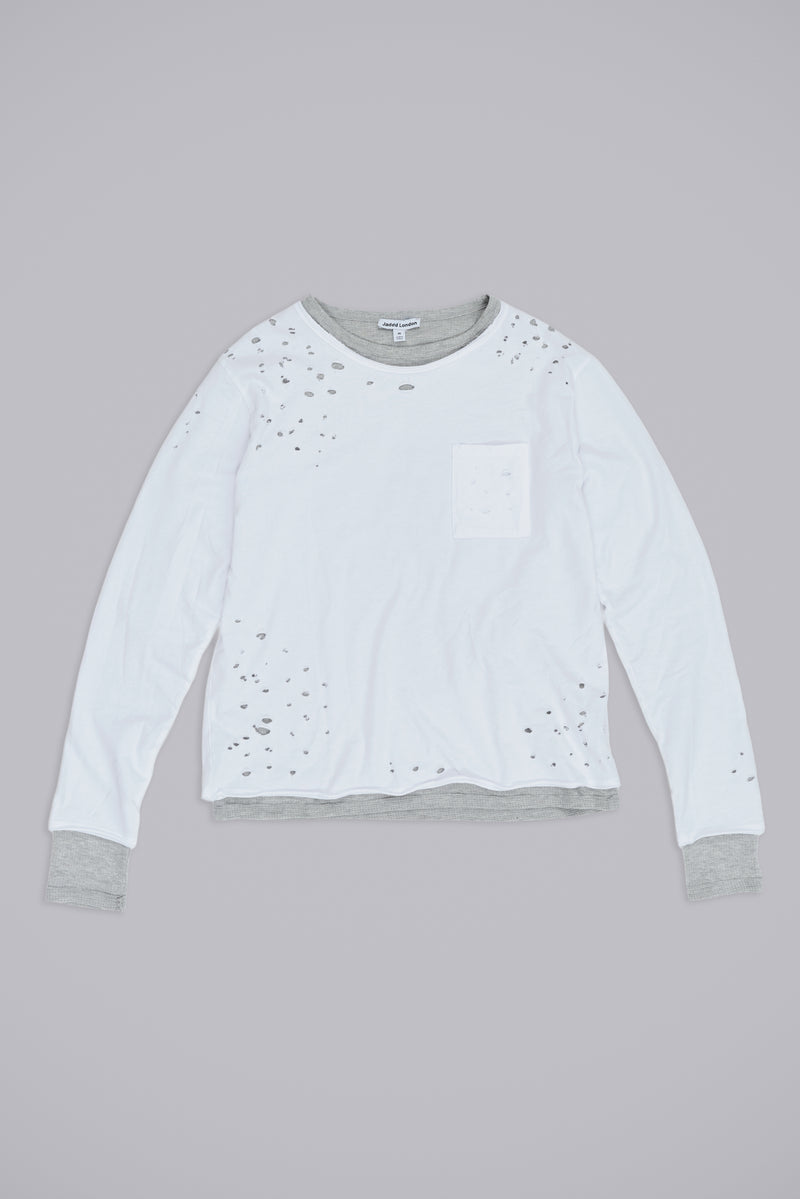 Distressed Double-Layered Waffle Top