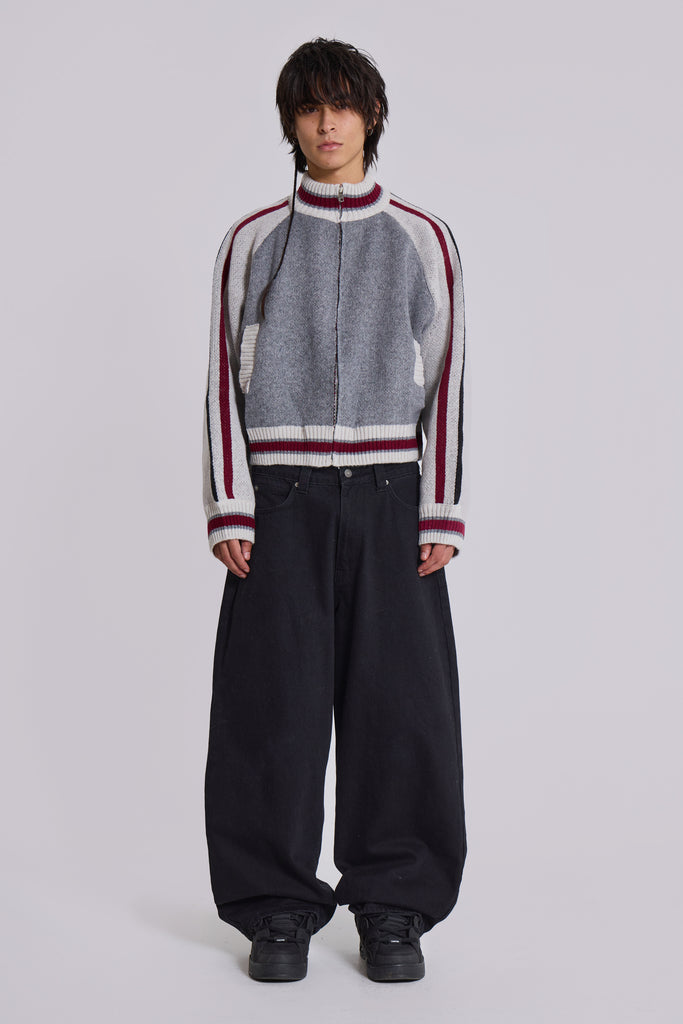 Grey Team 85 Knitted Bomber Jacket