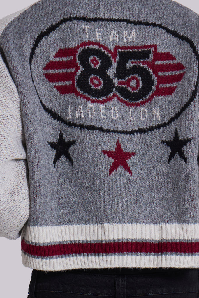 Grey Team 85 Knitted Bomber Jacket