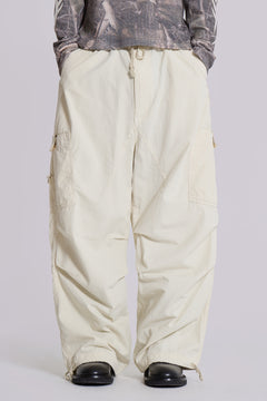 Ecru Parachute Cargo Pants – view 1