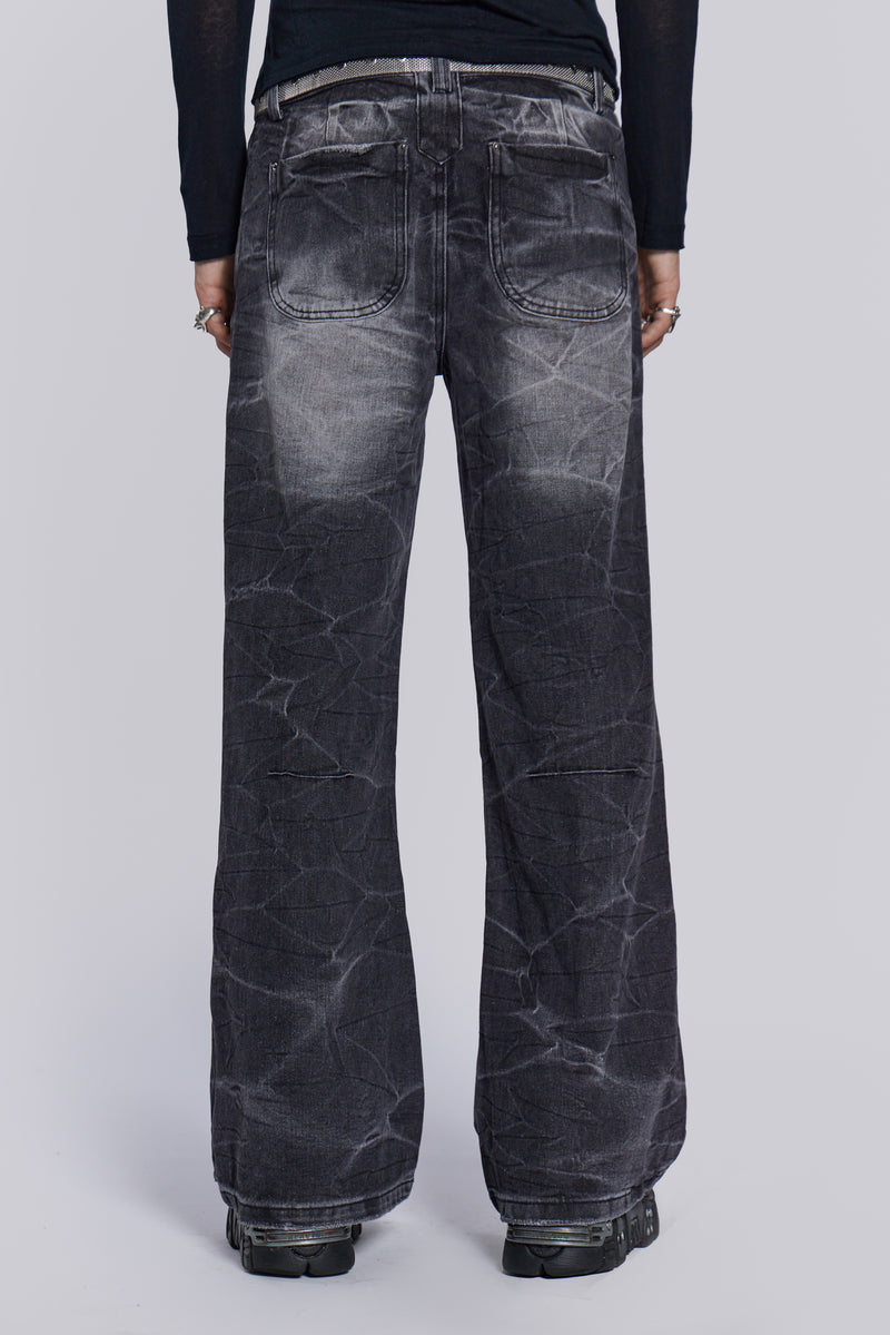 Black Crease Blaze Flared Jeans
