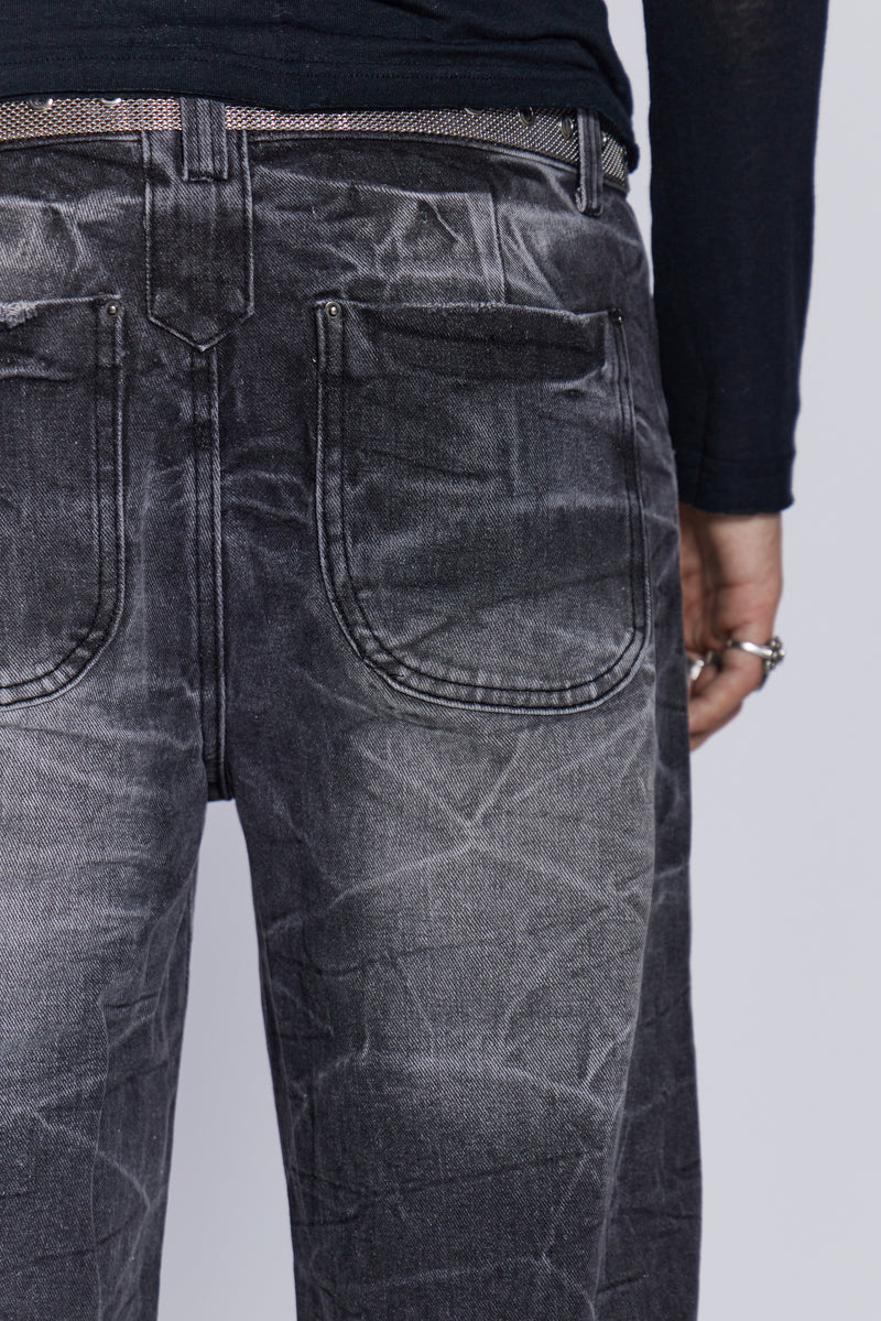 Black Crease Blaze Flared Jeans