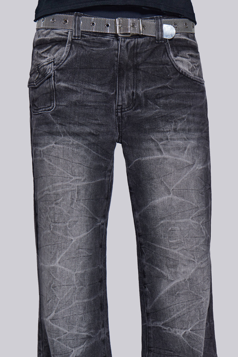 Black Crease Blaze Flared Jeans