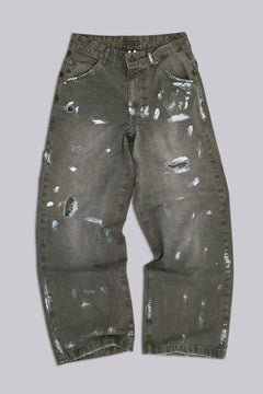 Painted Khaki Ripstop Carpenter Jeans - W26 / Grey