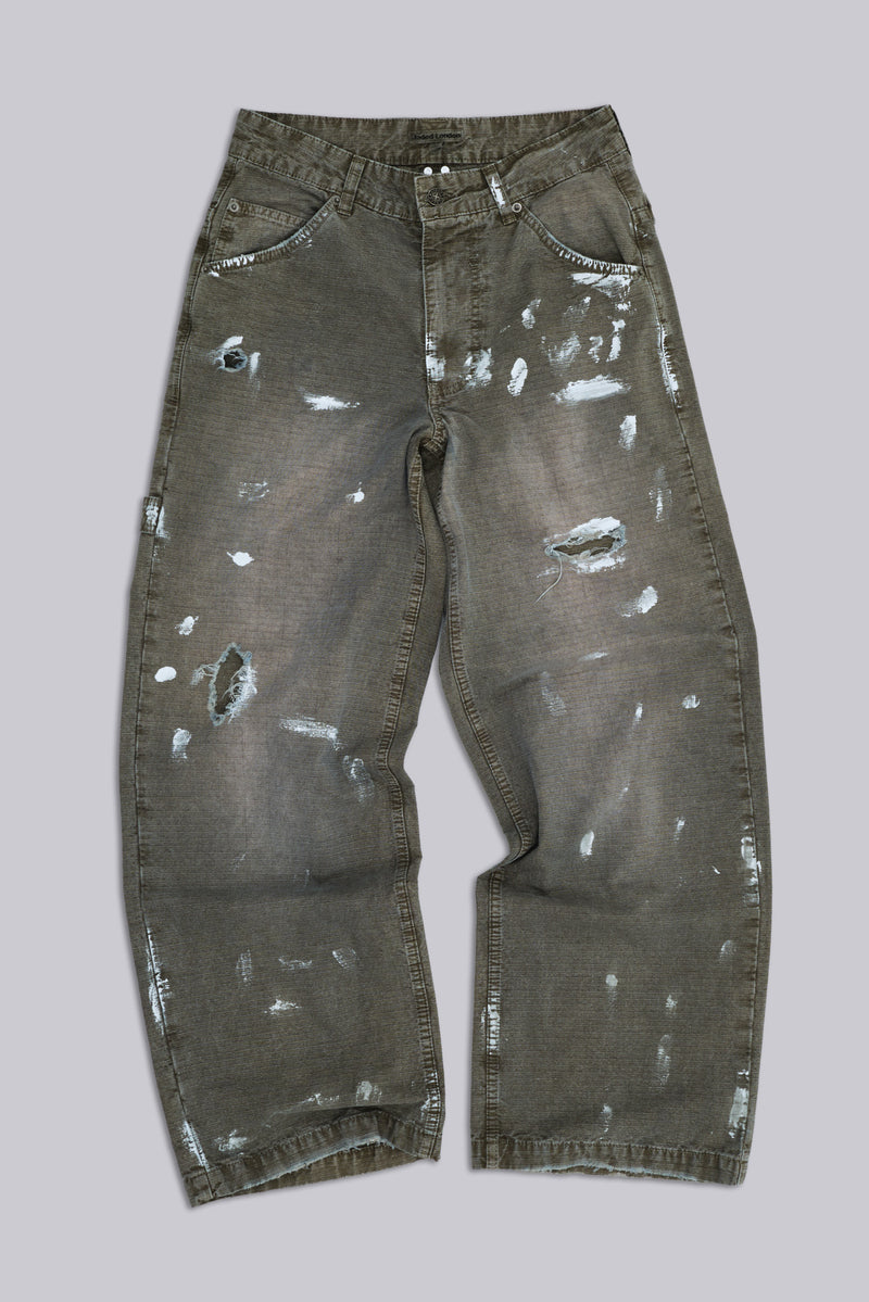 Painted Khaki Ripstop Carpenter Jeans