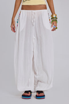 Livara Button Balloon Trousers - UK 4 / White