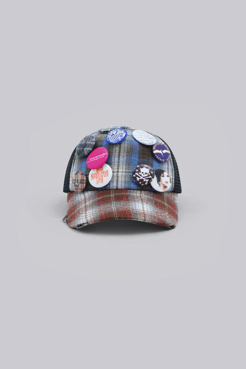 Badge Mixed Check Cap
