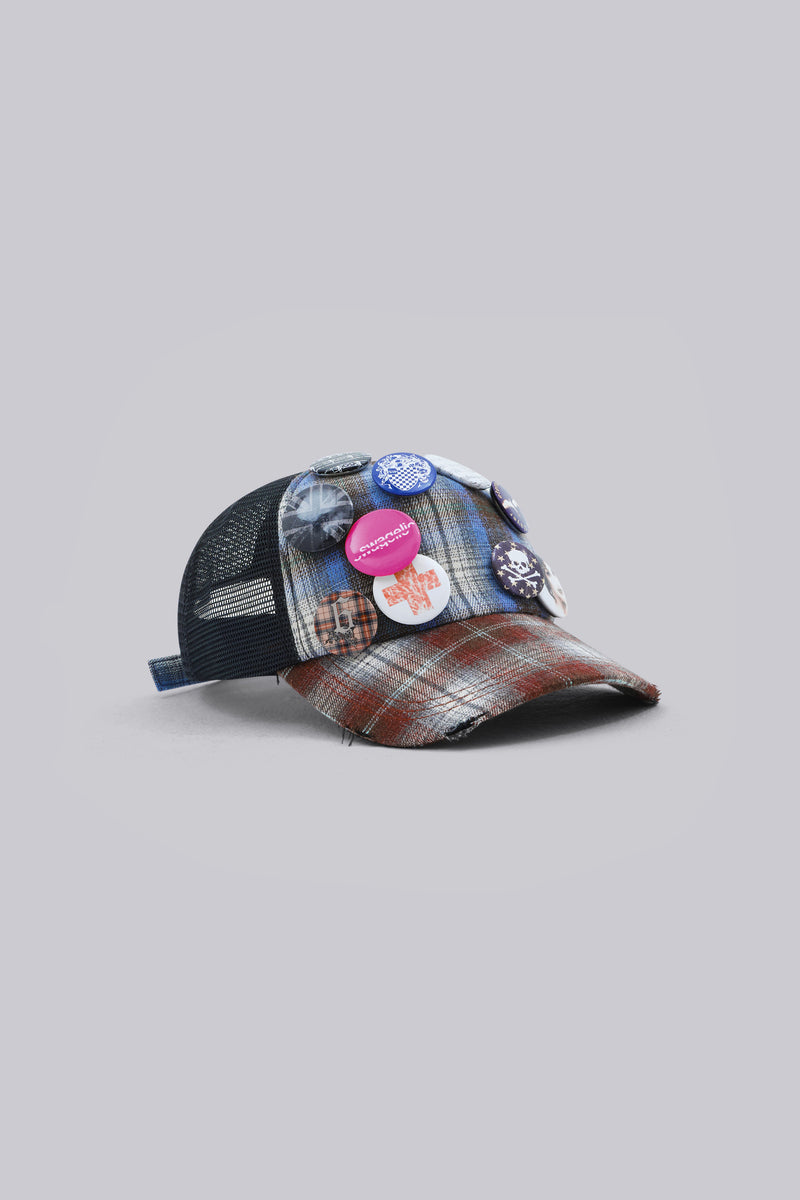 Badge Mixed Check Cap