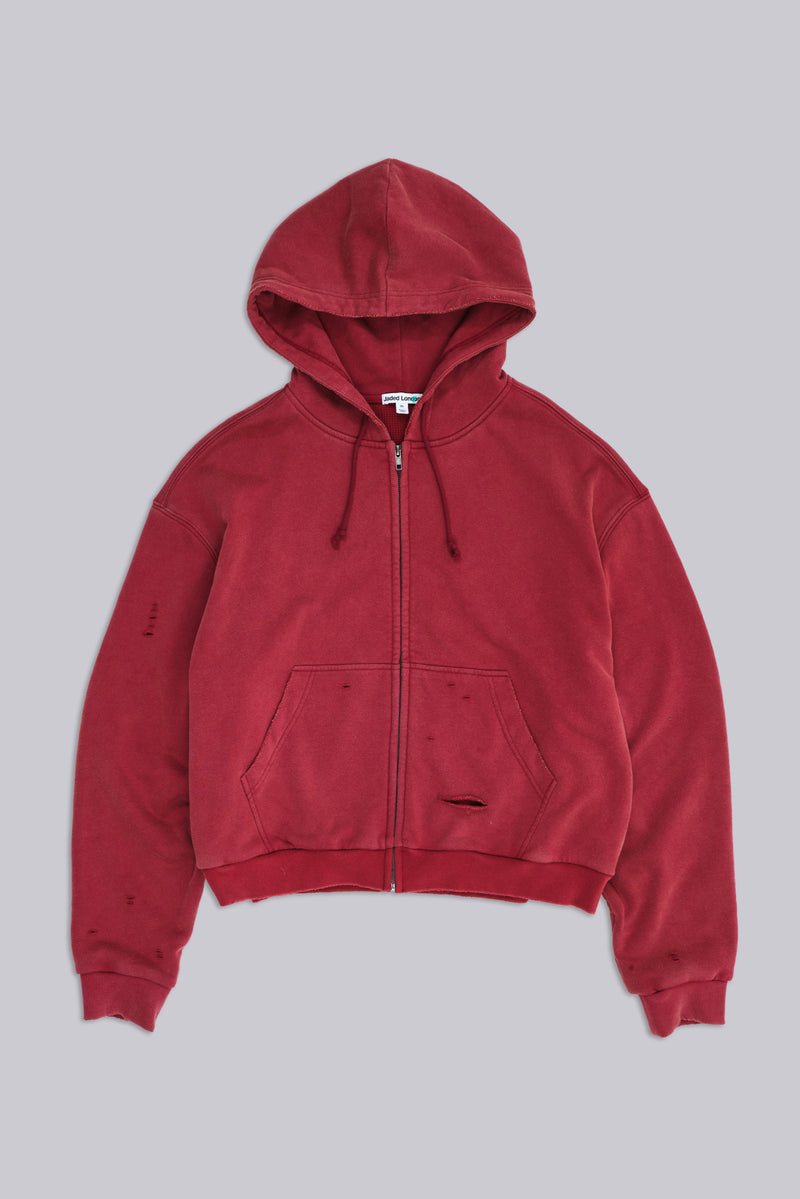 Red Sun Faded Waffle Lined Zip Hoodie