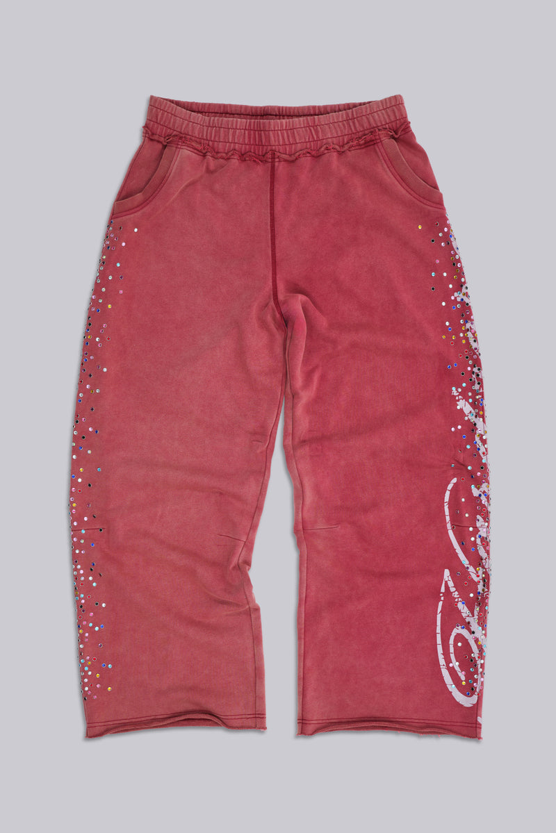 Burgundy Hardcore Jewel Monster Joggers