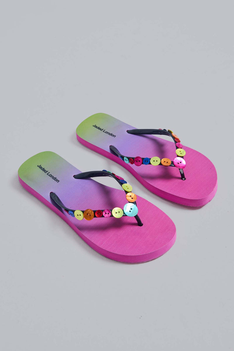 Button Ombre Flip Flops