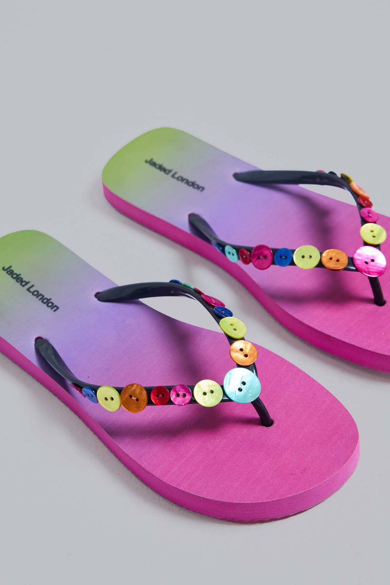 Button Ombre Flip Flops