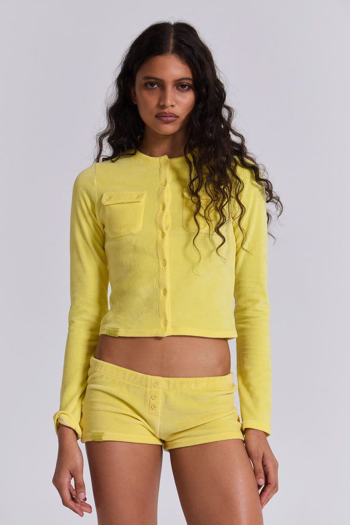 Lemon Velour Mini Shorts