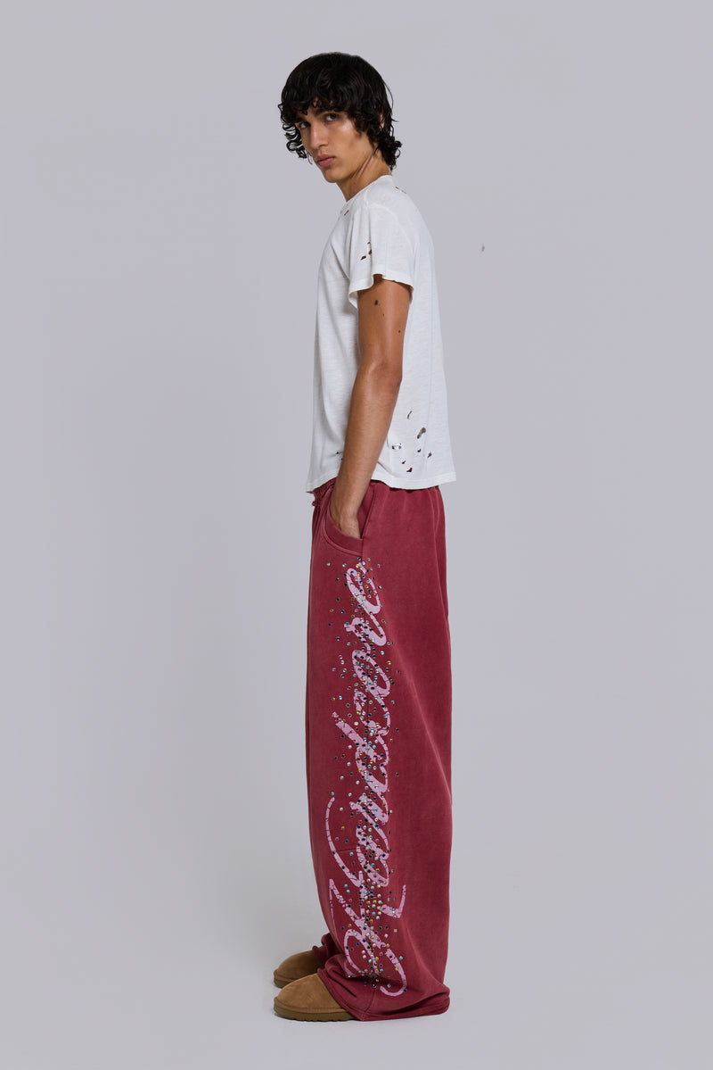 Burgundy Hardcore Jewel Monster Joggers