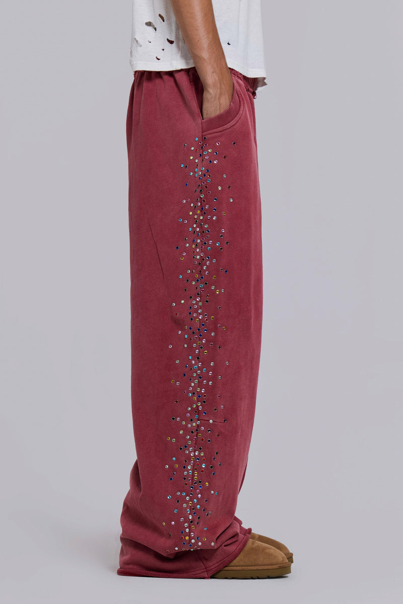 Burgundy Hardcore Jewel Monster Joggers