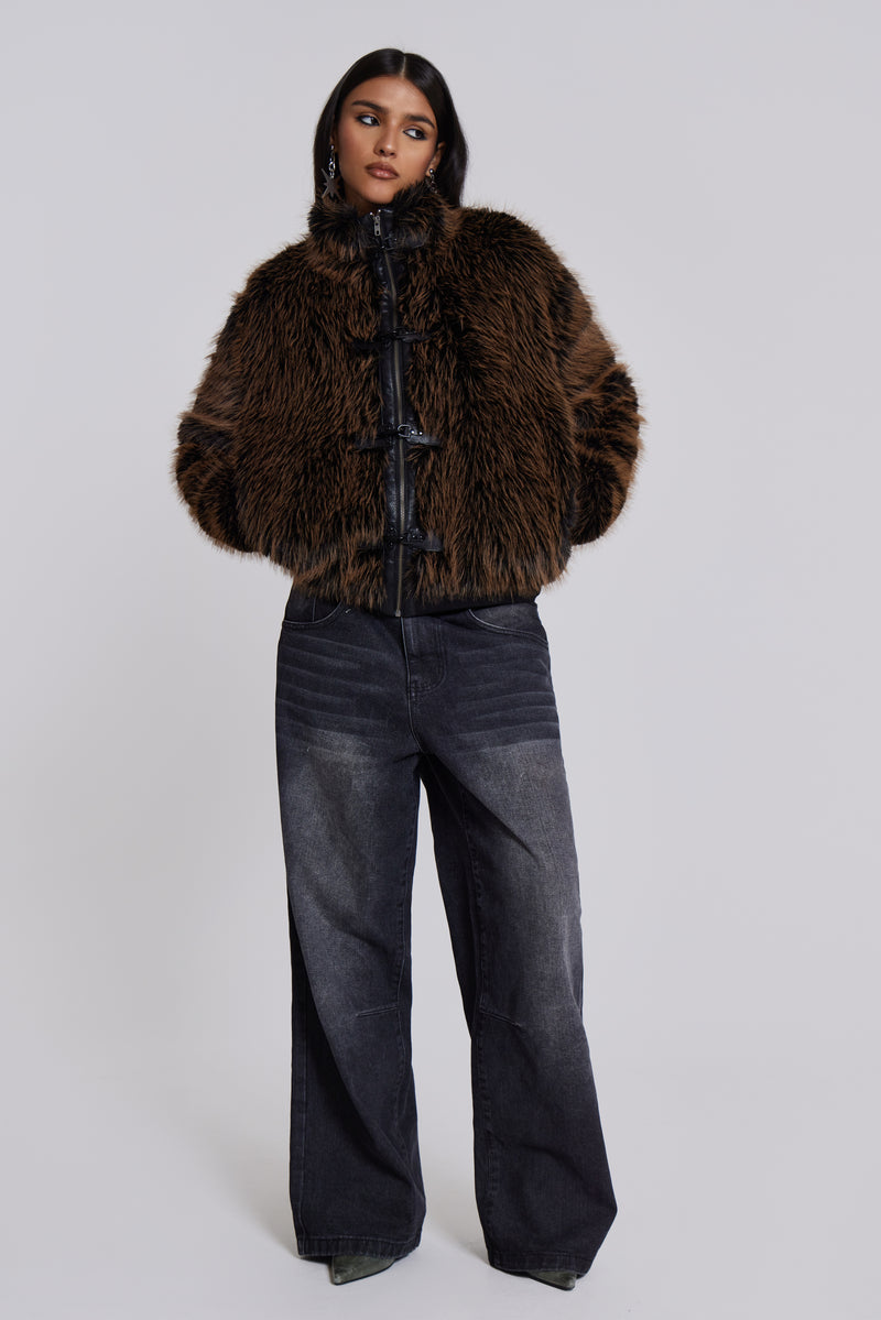 Brown Mendoza Faux Fur Jacket