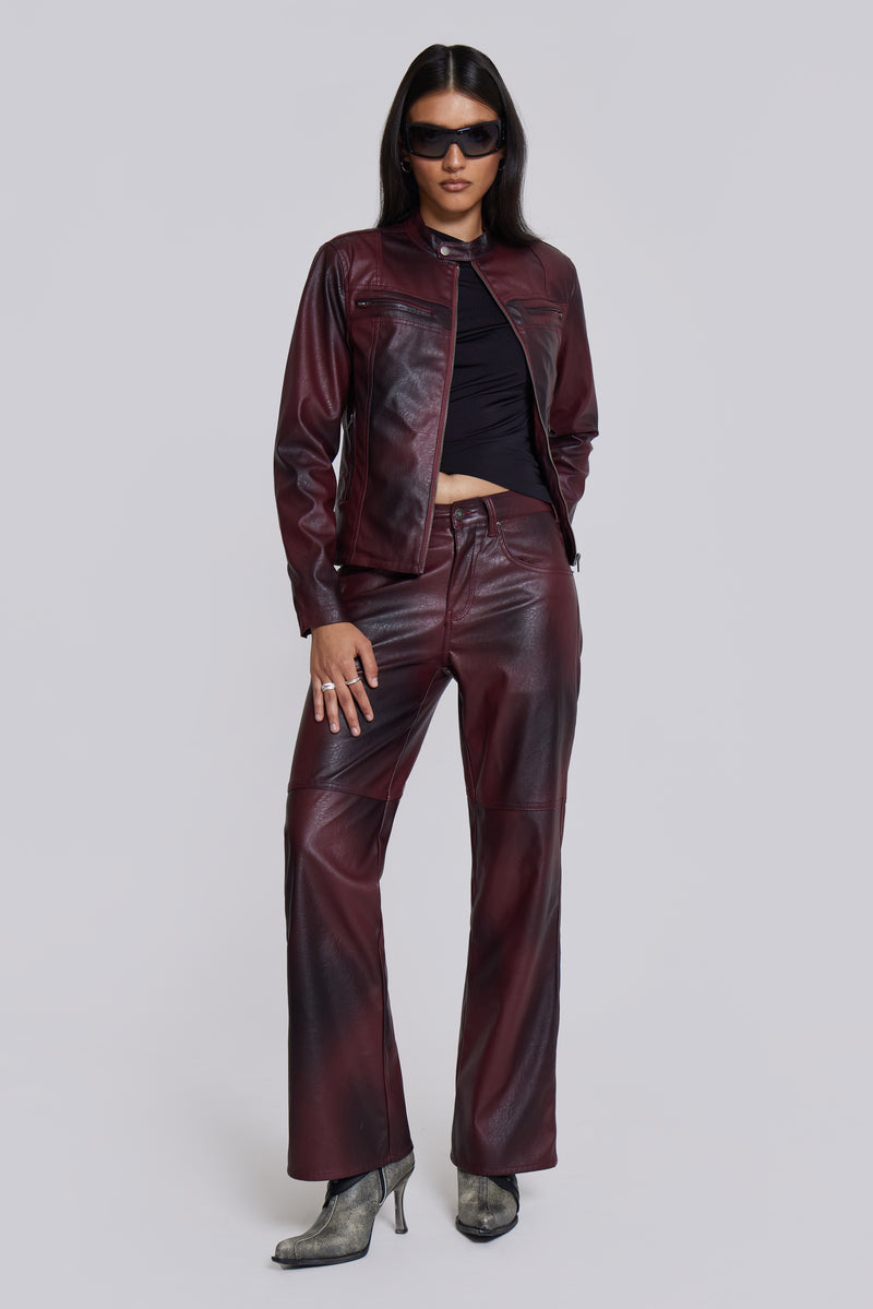 Oxblood Faux Leather Pants