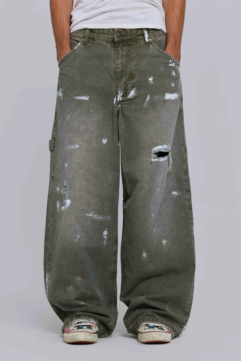 Painted Khaki Ripstop Carpenter Jeans