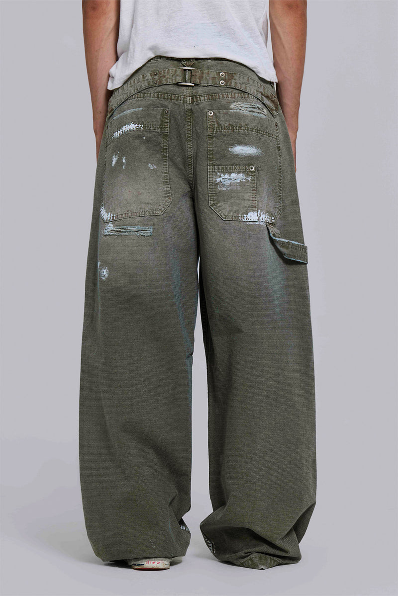 Painted Khaki Ripstop Carpenter Jeans