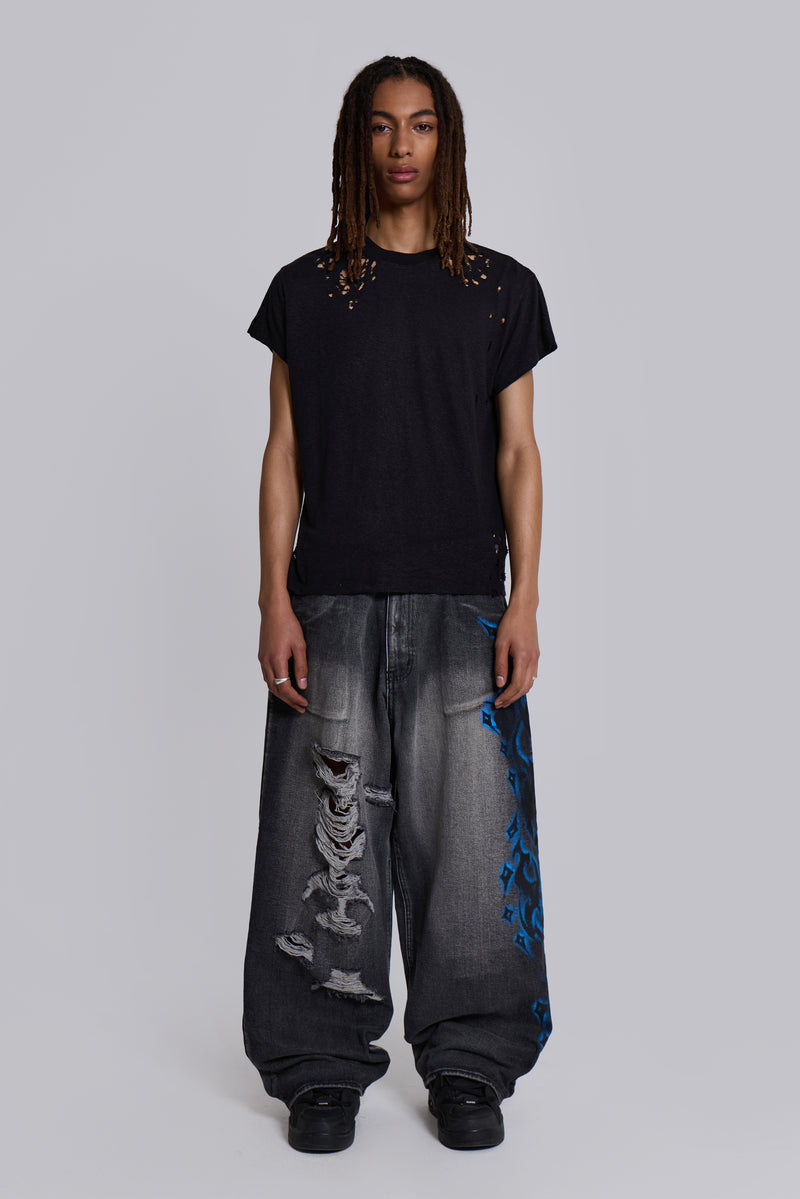 Black Spike Airbrush XL Ripped Colossus Jeans