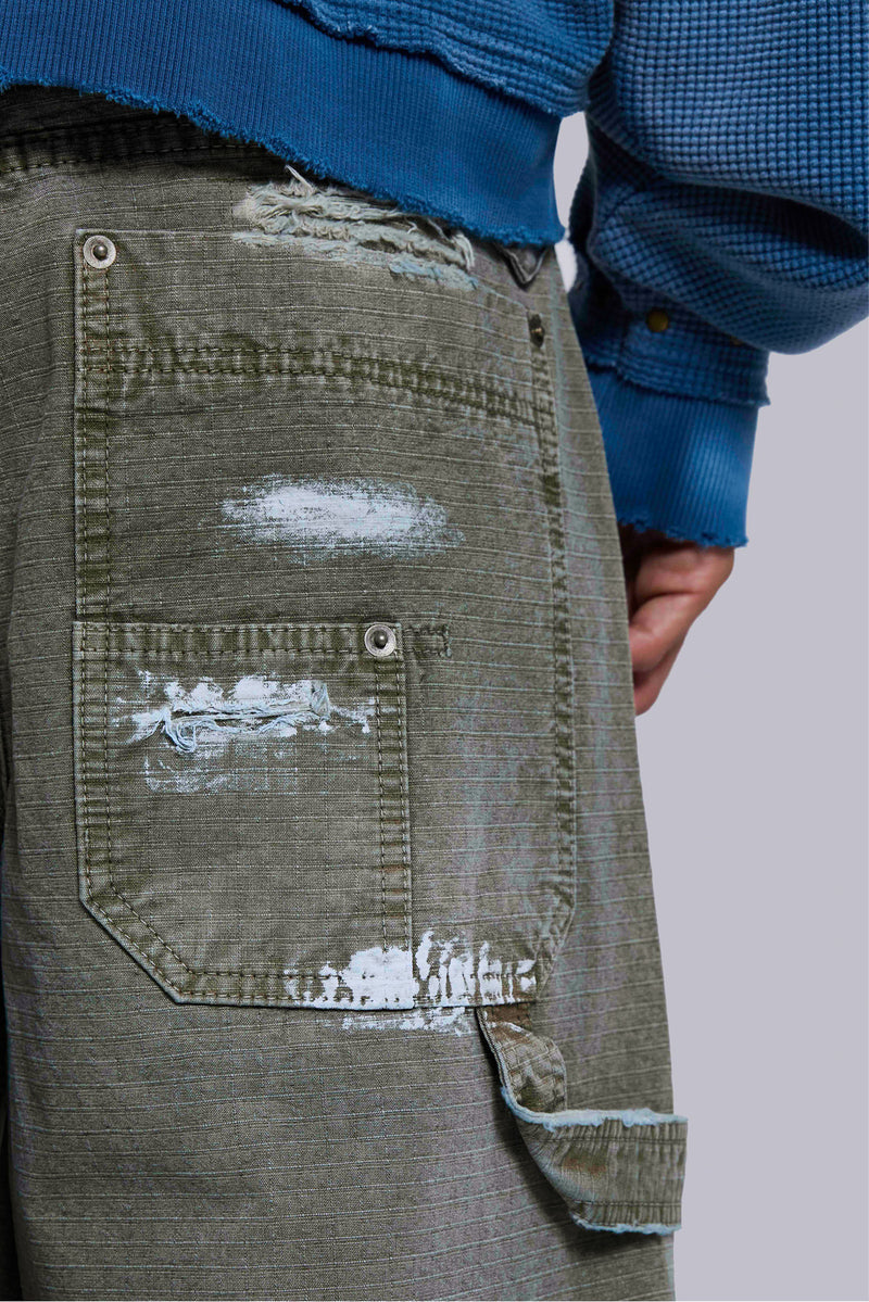 Painted Khaki Ripstop Carpenter Jeans