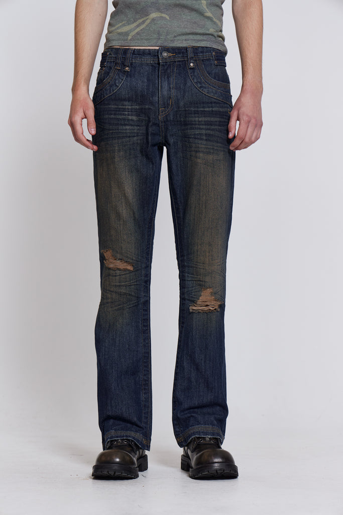 Embroidered Bass Flared Jeans