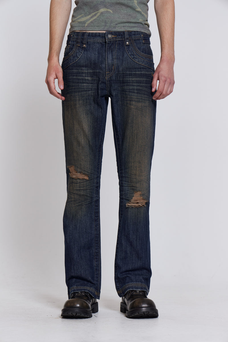 Embroidered Bass Flared Jeans