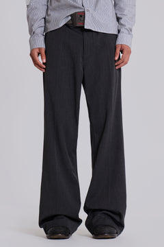 Grey Stacked Bootcut Suit Pants - W26 / Grey