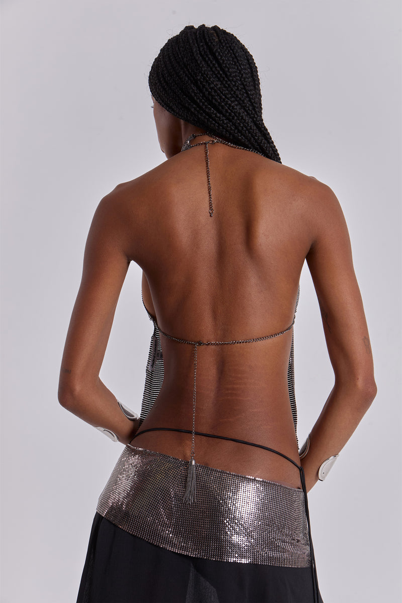 Evodia Chainmail Chiffon Wrap Skirt