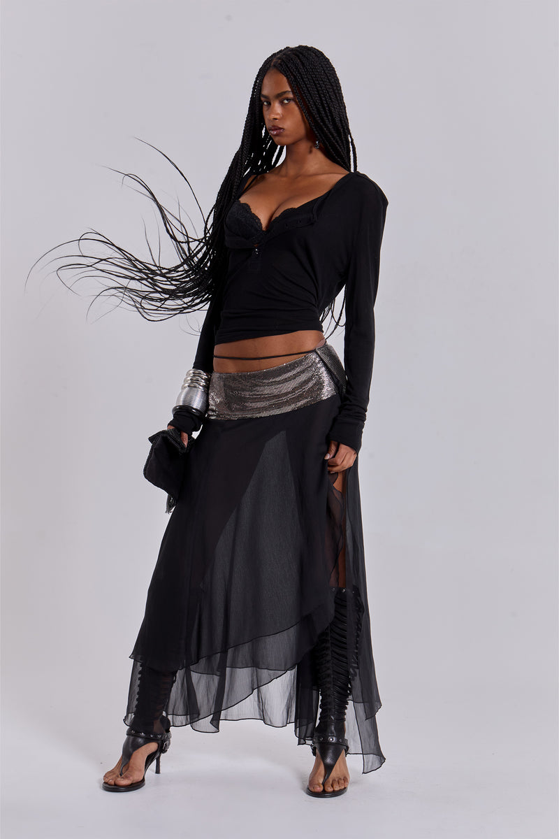 Evodia Chainmail Chiffon Wrap Skirt