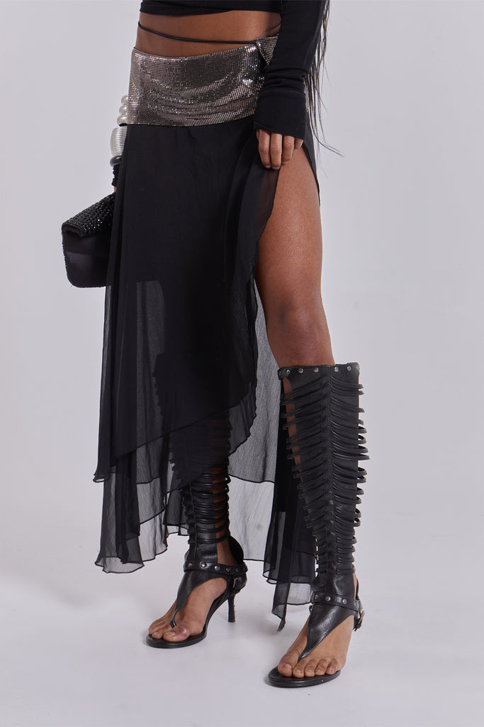 Evodia Chainmail Chiffon Wrap Skirt