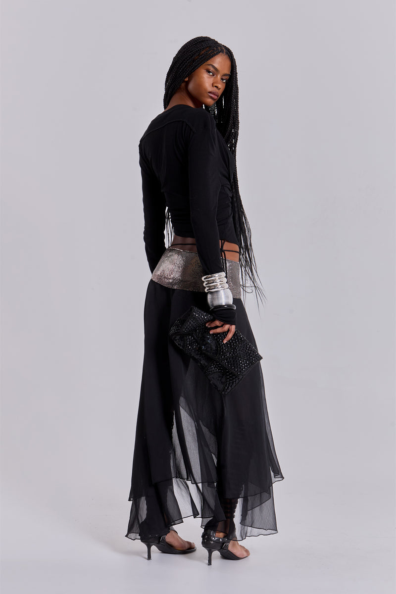 Evodia Chainmail Chiffon Wrap Skirt