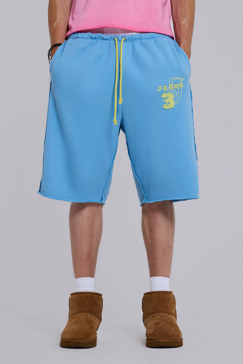 Cleo Slouchy Jogger Shorts in Blue