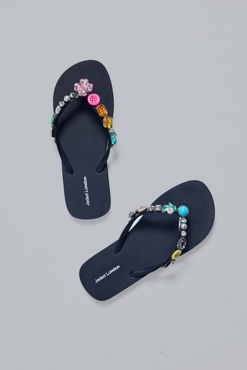 Jewel Charm Flip Flops