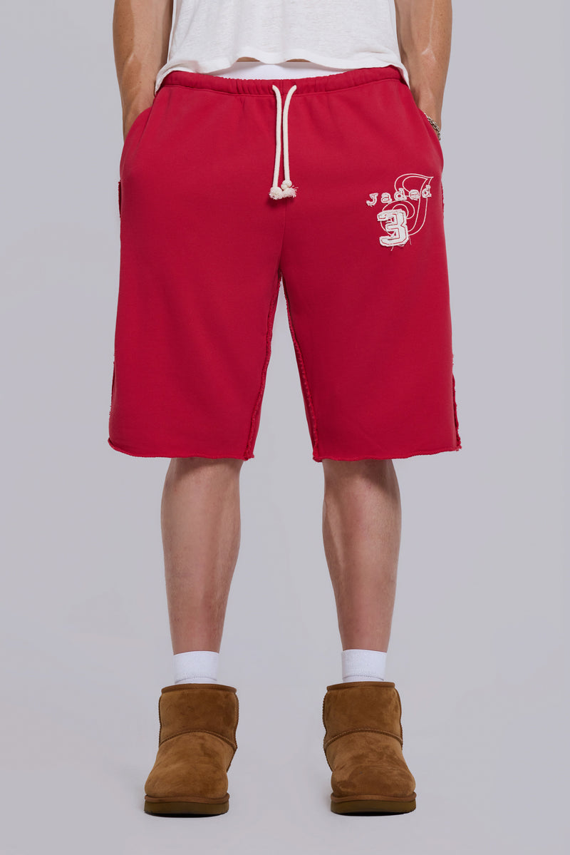 Cleo Slouchy Jogger Shorts in Red