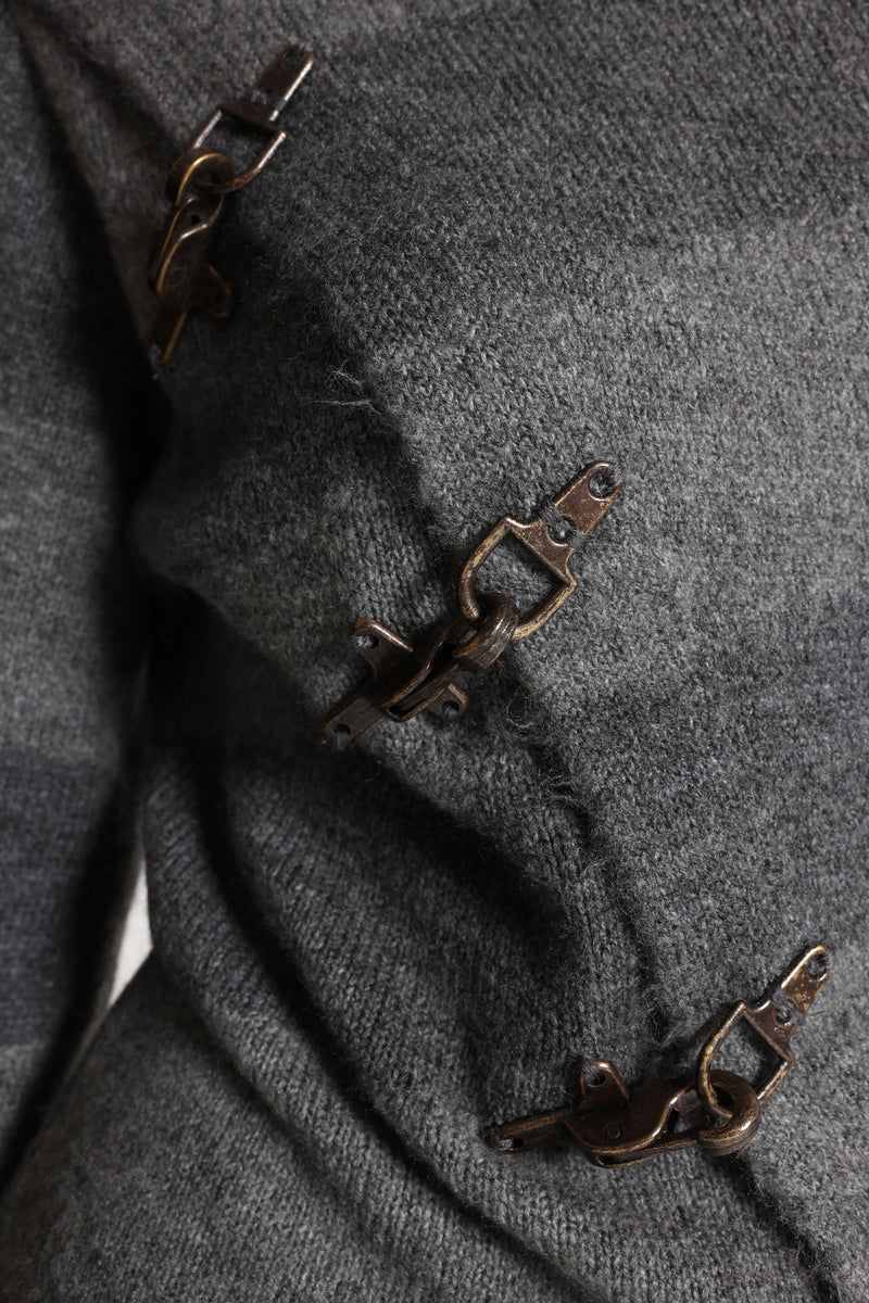 Clasp Asymmetric Stripe Knit