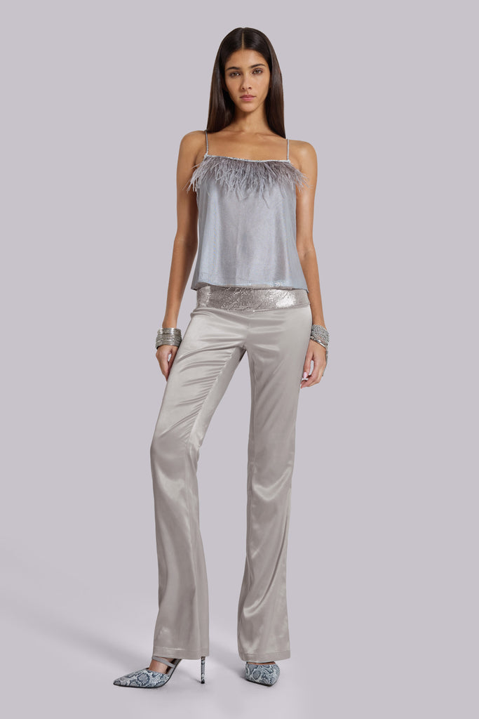 Nivi Chainmail Satin Trousers in Silver