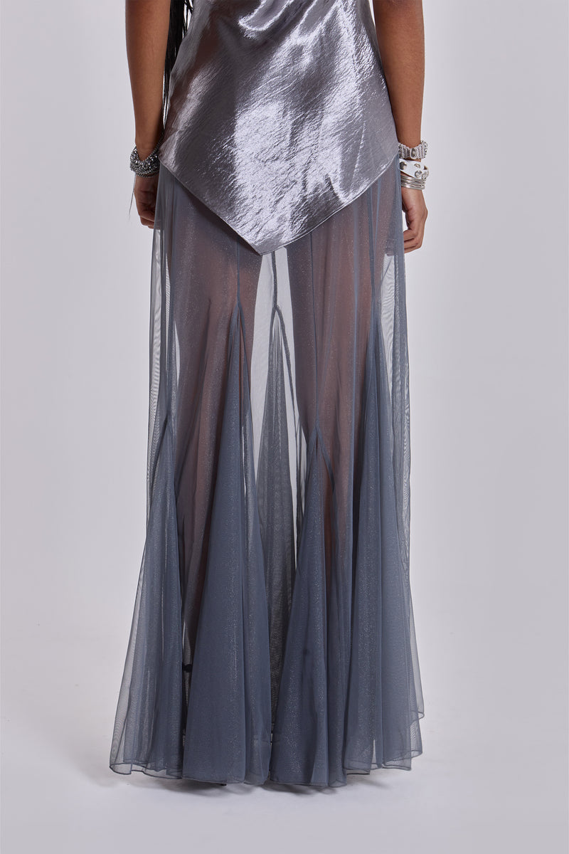 Talassa Maxi Dress with Real Feather