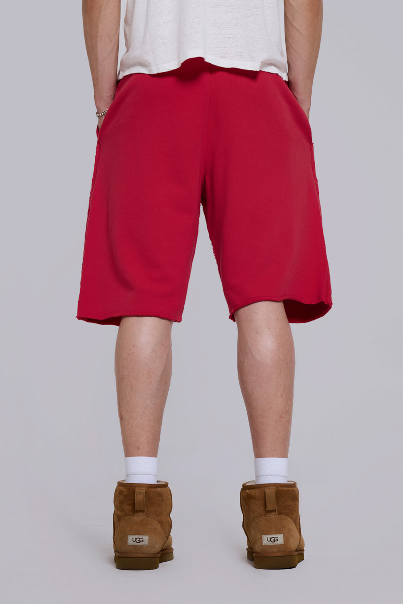 Cleo Slouchy Jogger Shorts in Red