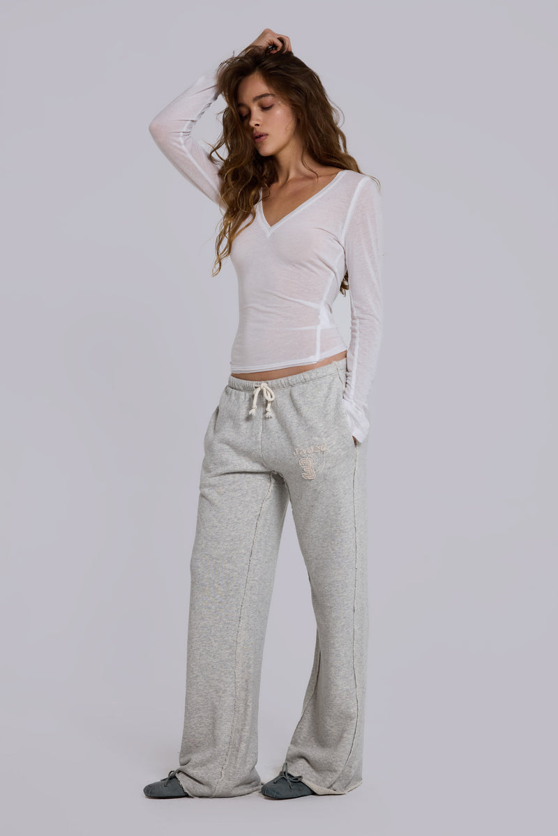 Cleo Slouchy Bootcut Jogger in Grey Marl