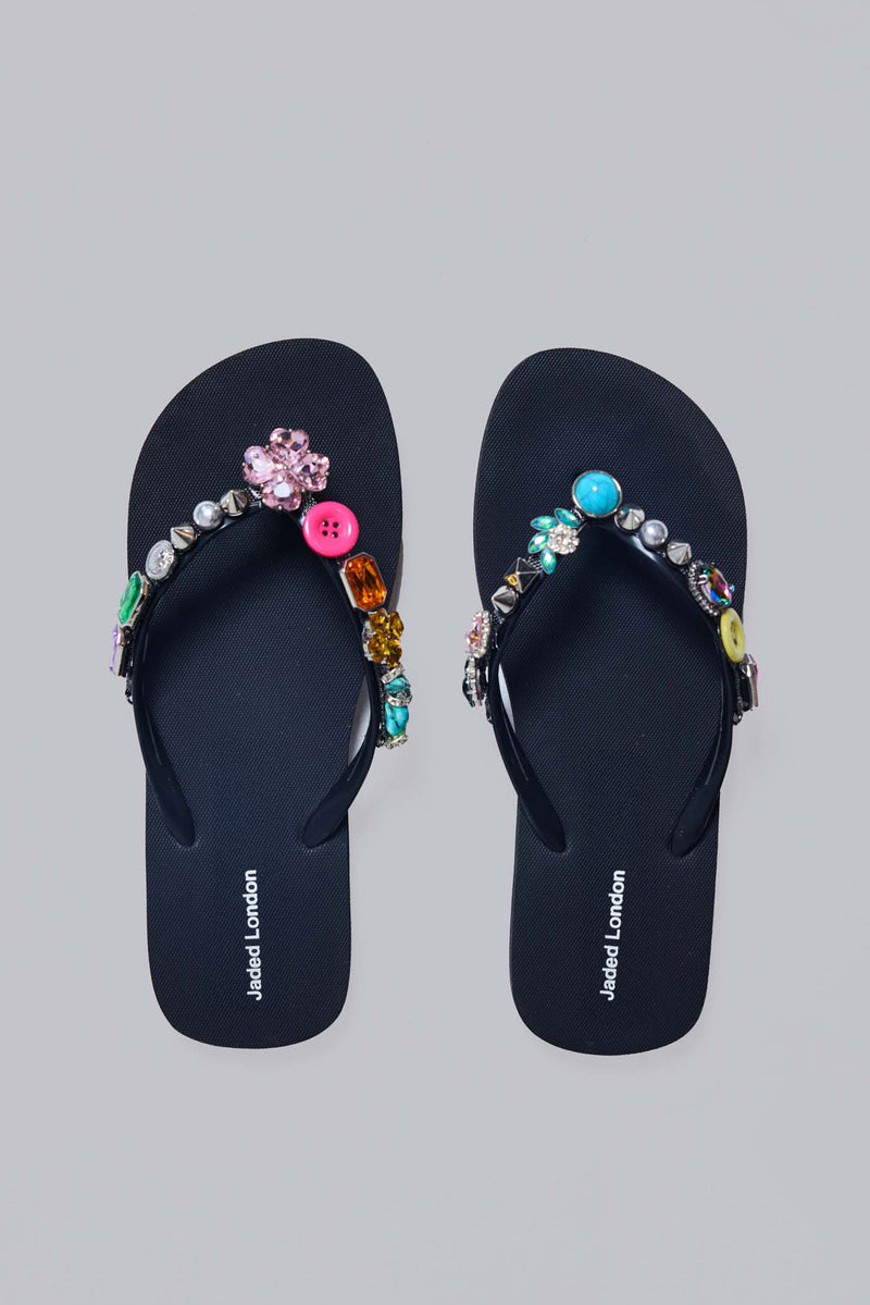 Jewel Charm Flip Flops