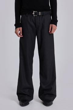 Charcoal Stacked Straight Suit Pants – view 1