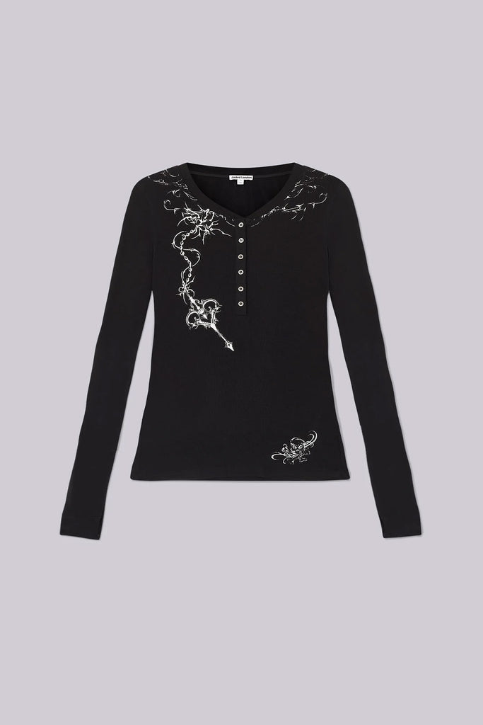 Ines Black Henley Top