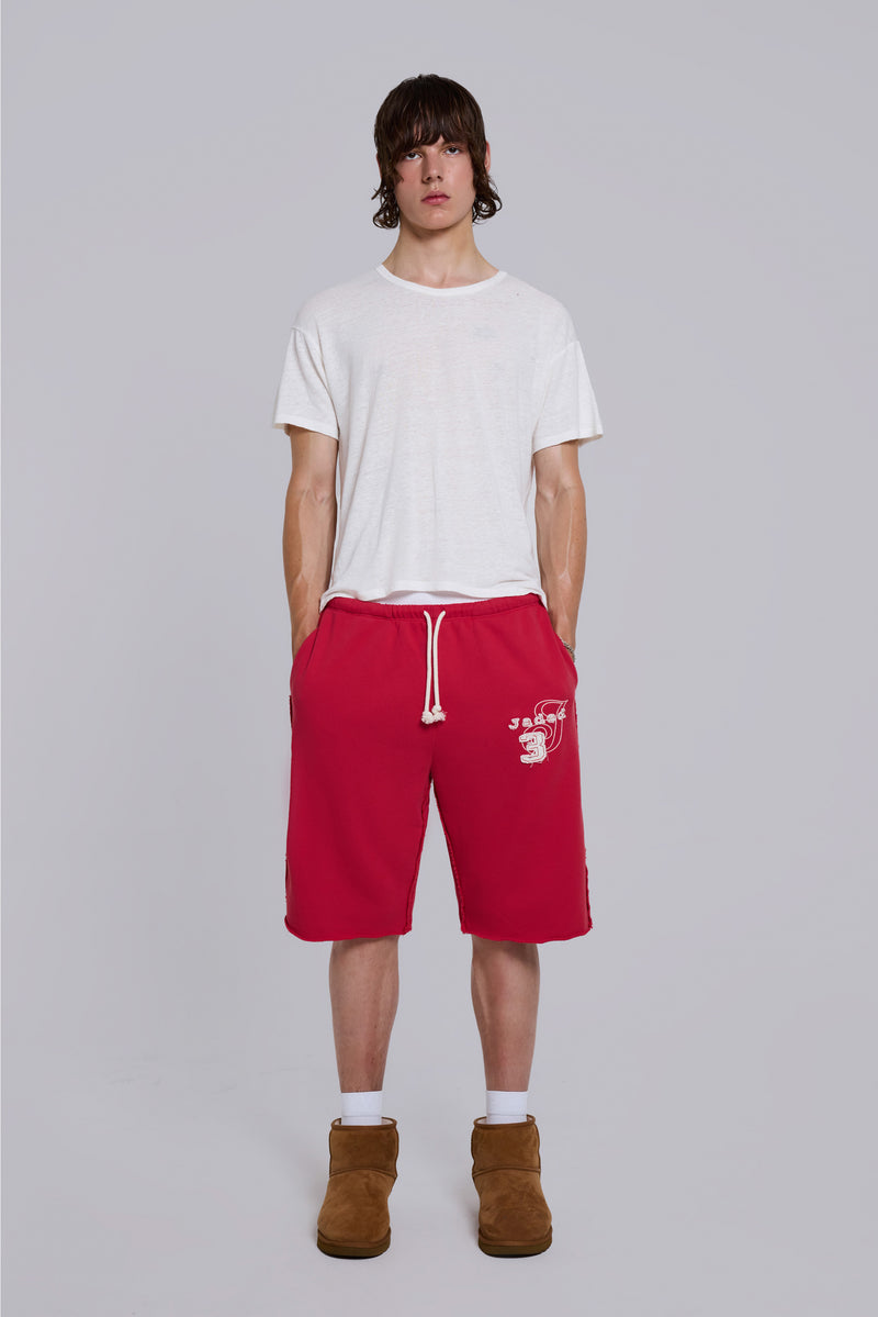 Cleo Slouchy Jogger Shorts in Red