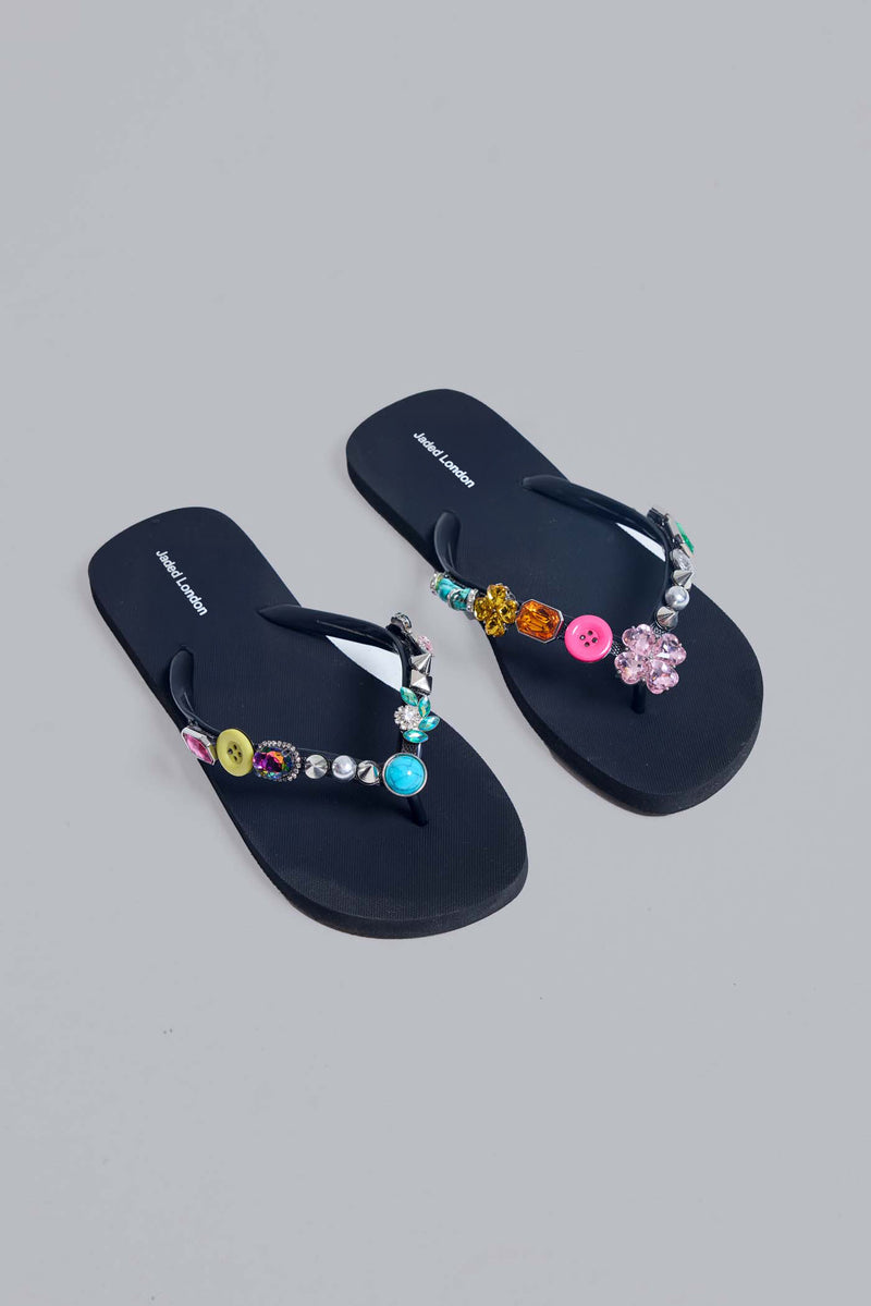 Jewel Charm Flip Flops