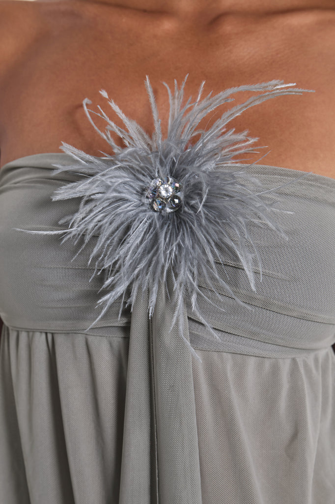 Brunelle Mini Dress with Feathers